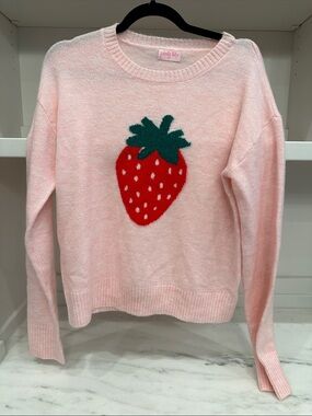 Pink Lily small light  Pink Strawberry Motif Crewneck Sweater.  Great condition